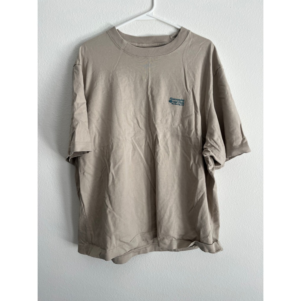 Abercrombie & Fitch Heavyweight Polished Tee Mens XL Tan Beige Embroidered Logo